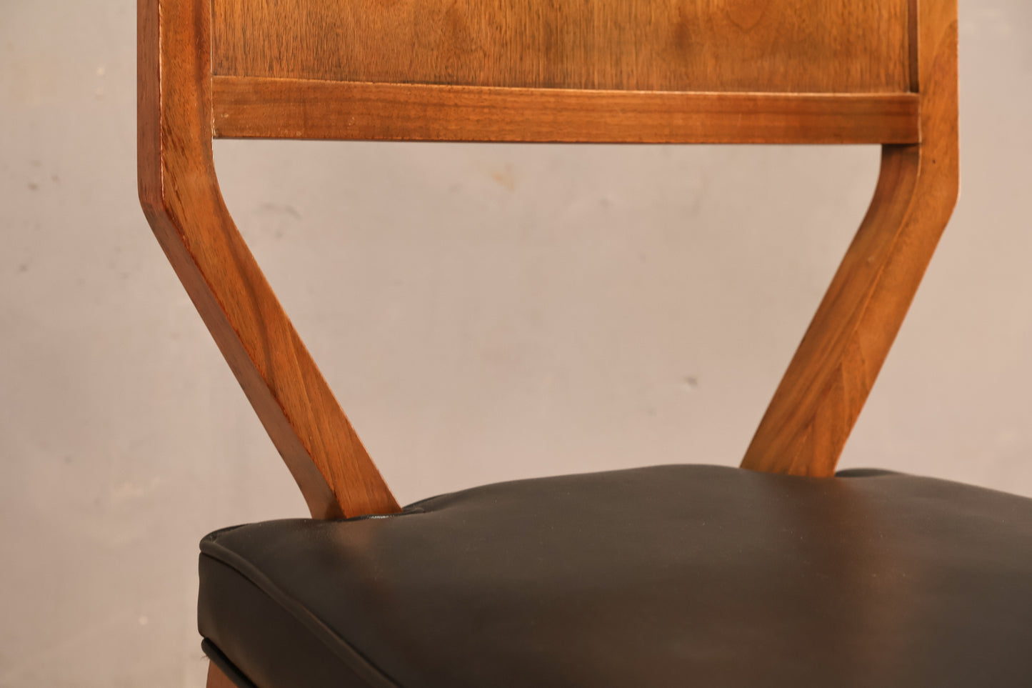 Mid Century Walnut & Black Leather Side Chair