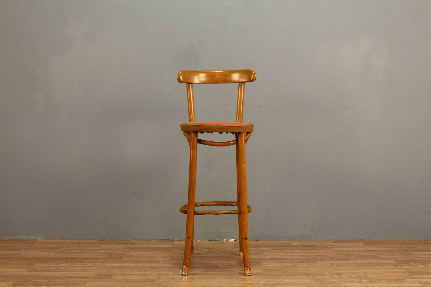 Polish Bentwood & Vinyl Bar Stool