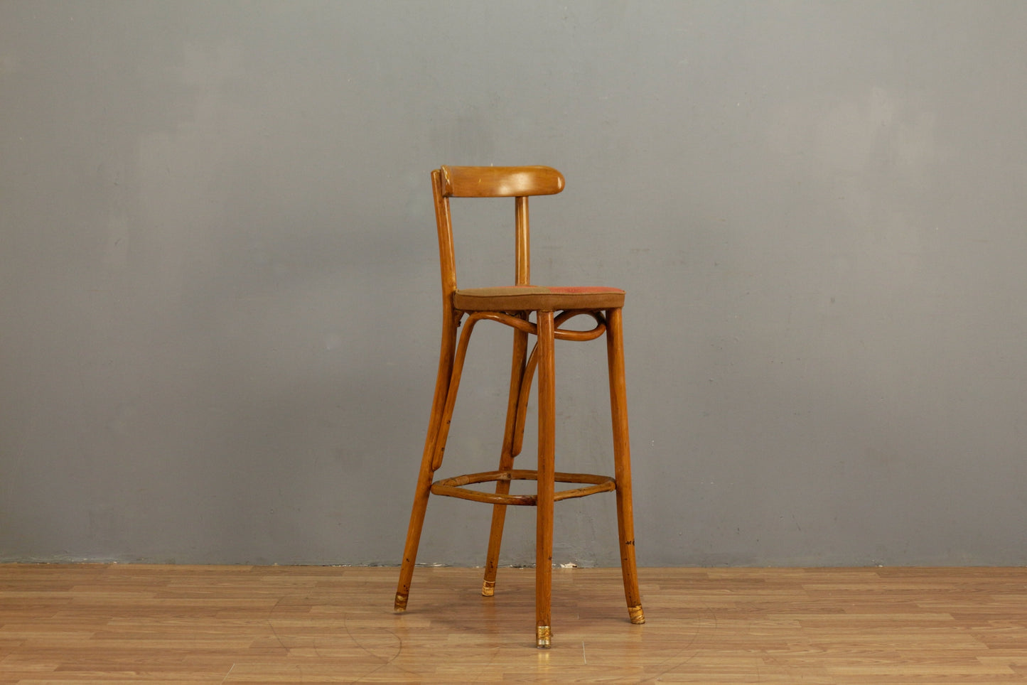 Polish Bentwood & Vinyl Bar Stool