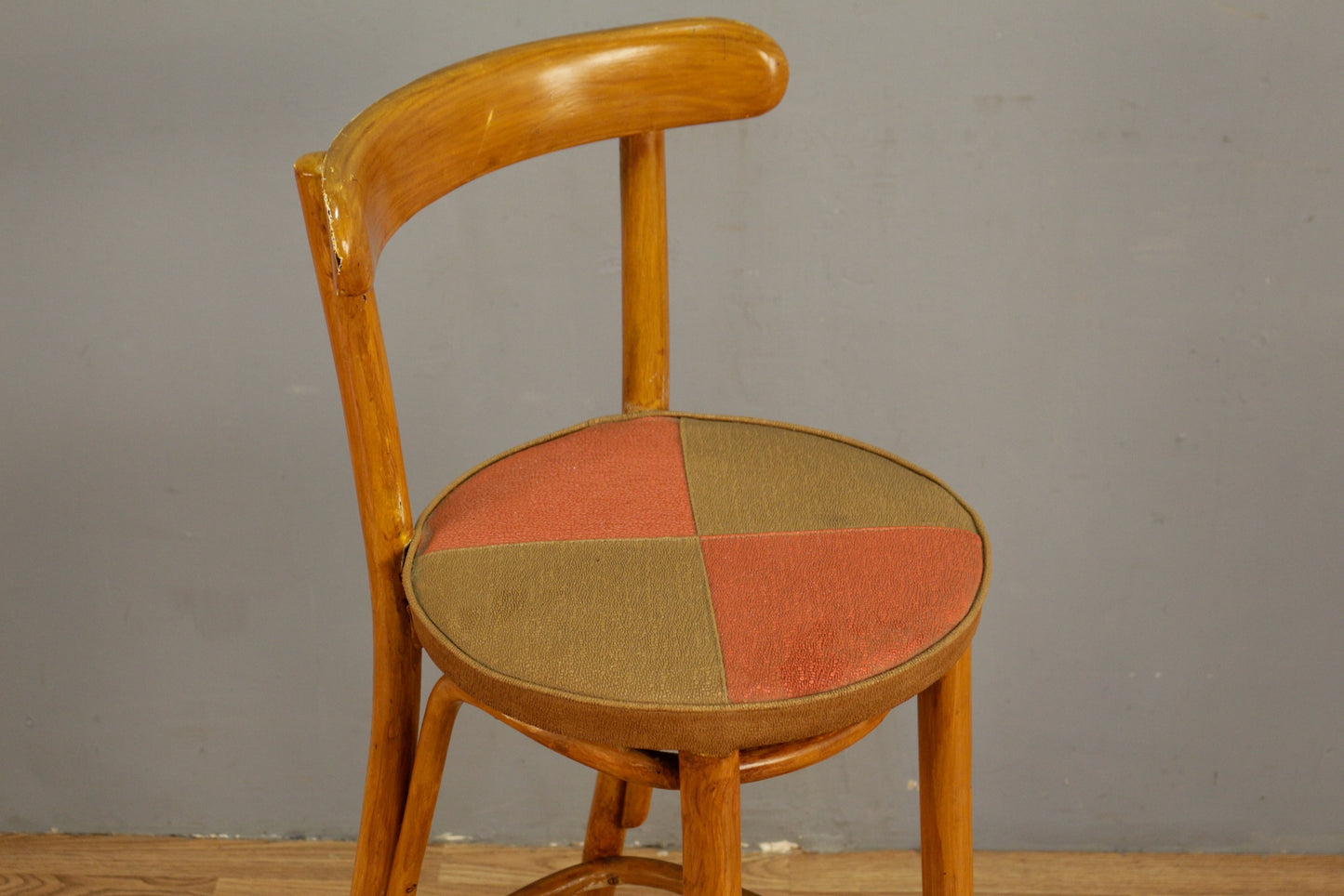 Polish Bentwood & Vinyl Bar Stool
