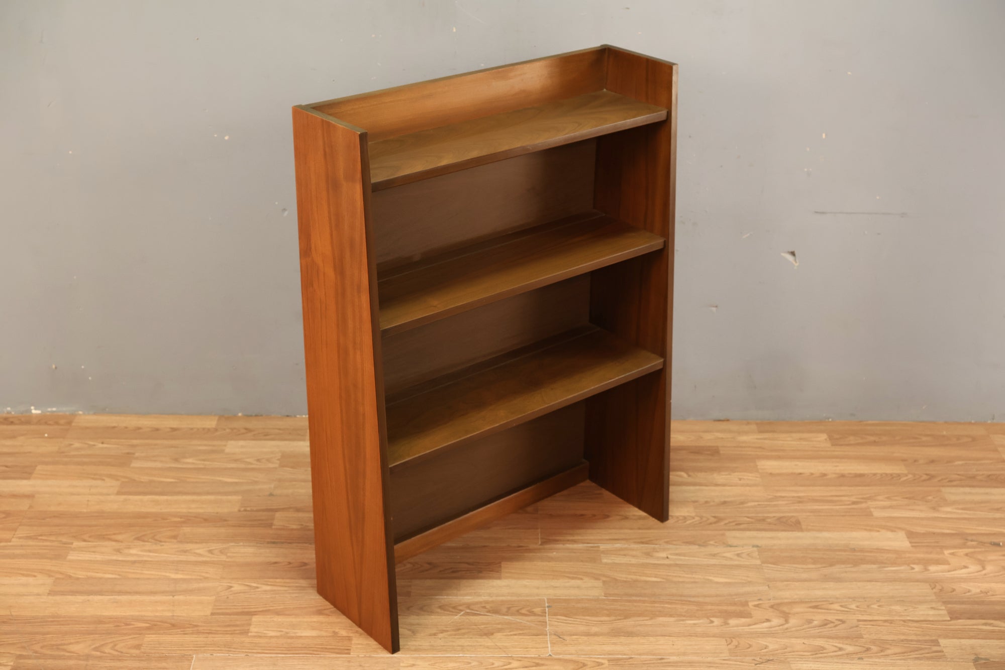 Mid Century Angled Walnut 3-Tier Bookshelf - ONLINE ONLY – Furnish