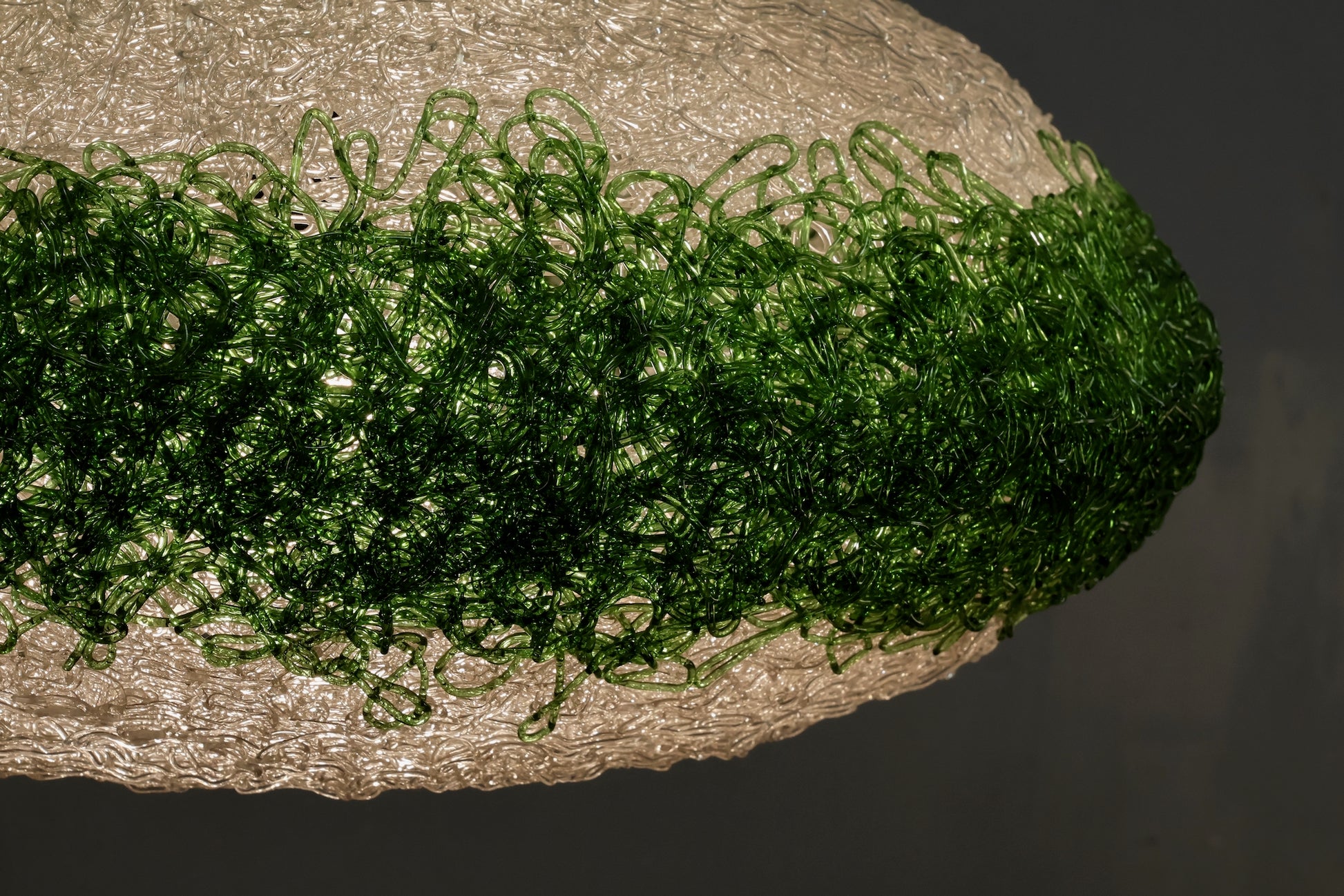 Spaghetti Basil & White Saucer Swag Lamp