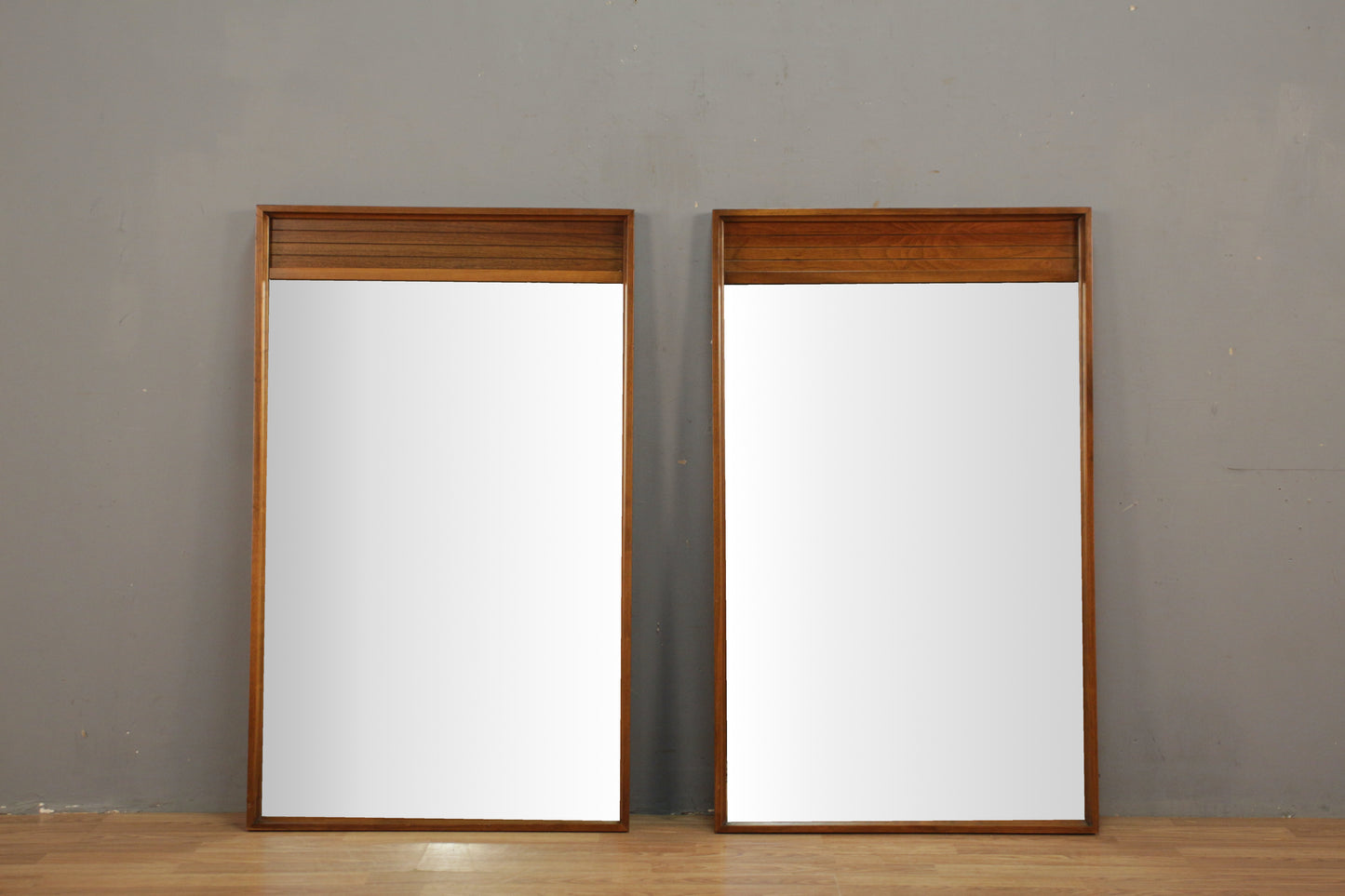 Mid Century Walnut Grooved Mirror