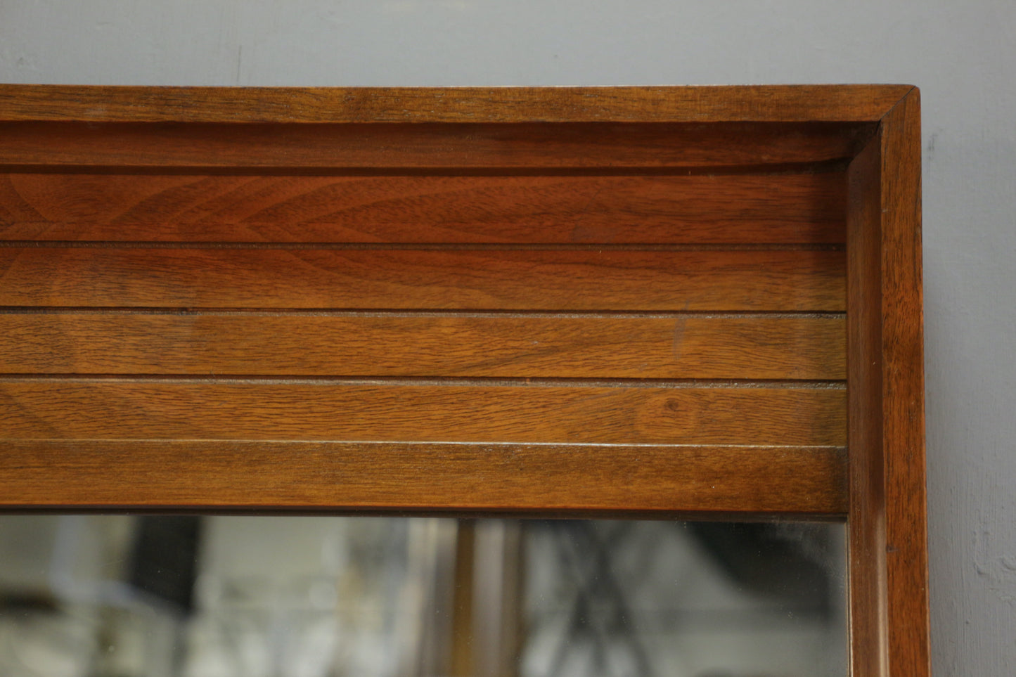Mid Century Walnut Grooved Mirror