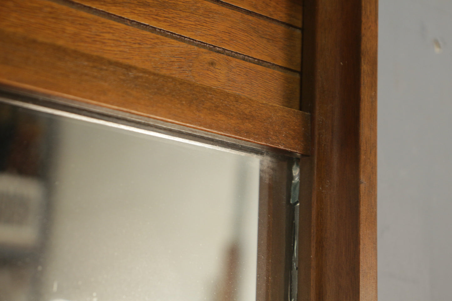 Mid Century Walnut Grooved Mirror