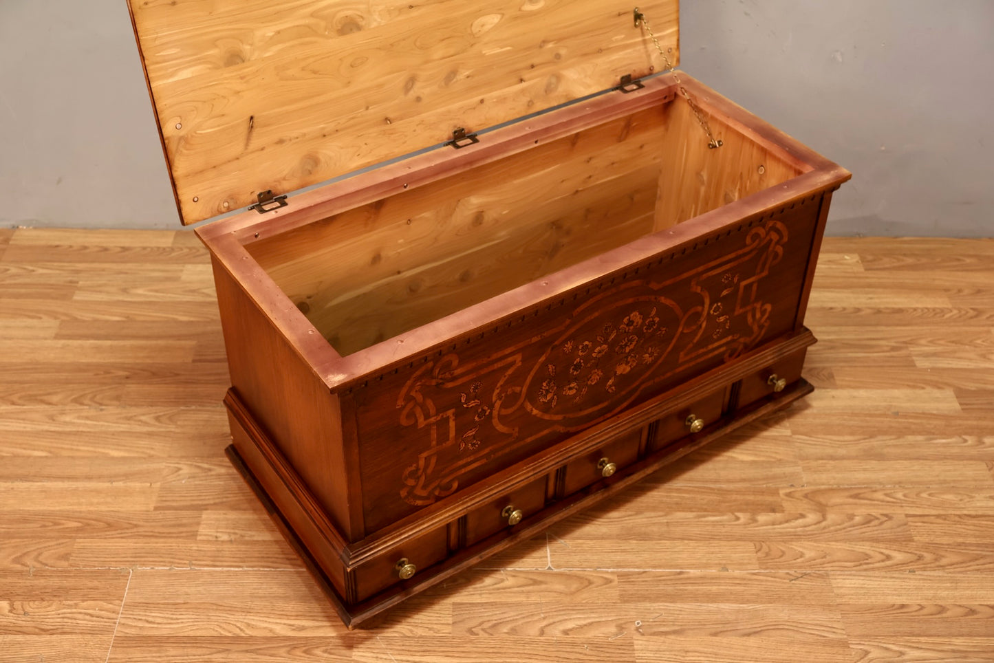 Faux-Marquetry Cedar Chest