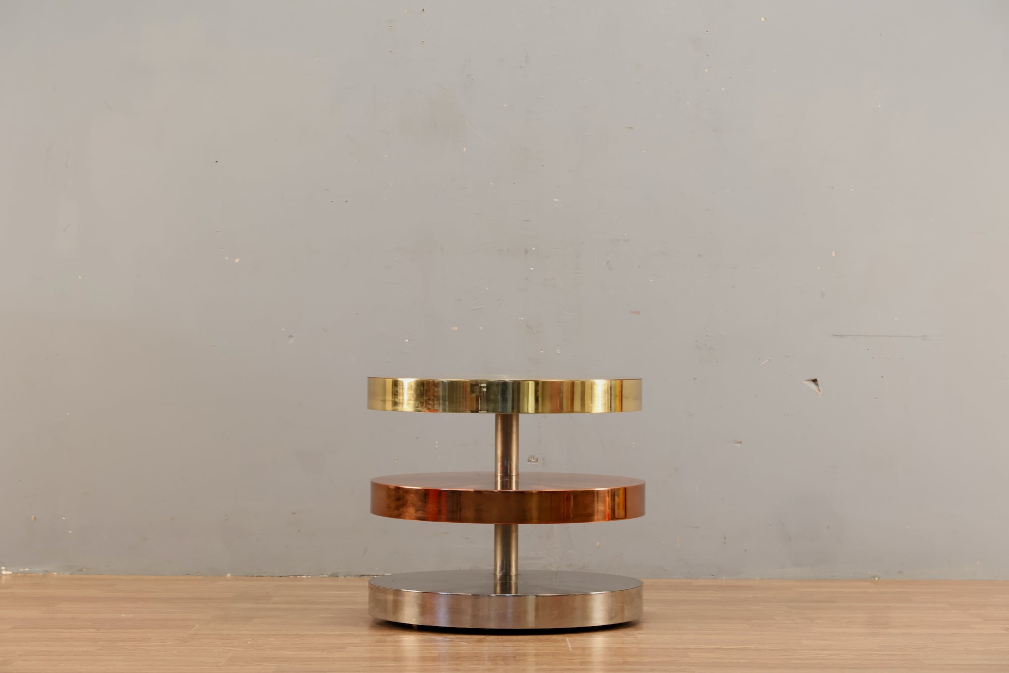 Mixed Metal 3-Tier Swivel Cocktail Table - ONLINE ONLY – Furnish Green