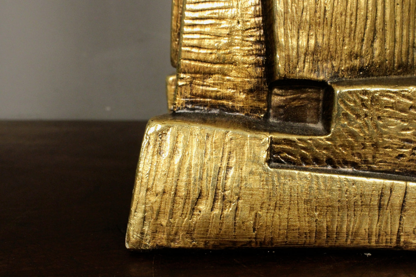 Large Brutalist Bronze-Finish Table Lamp