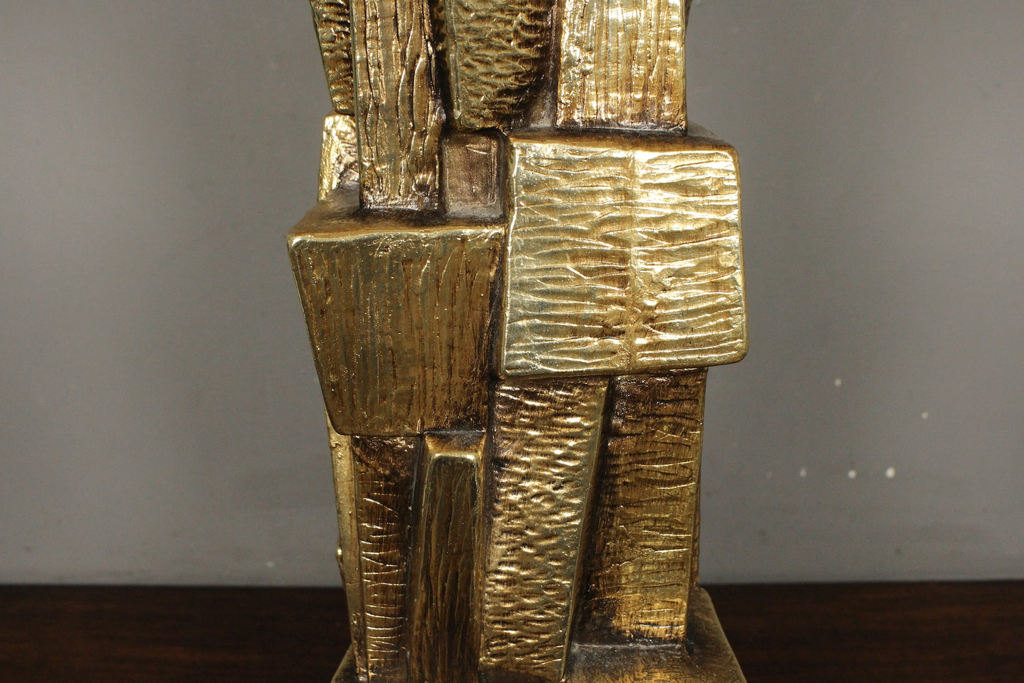 Large Brutalist Bronze-Finish Table Lamp