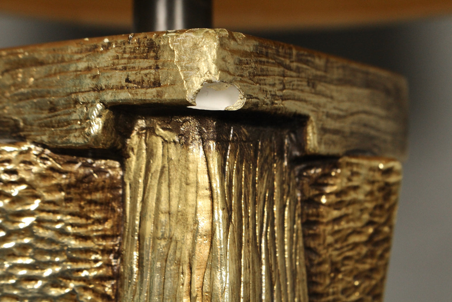 Large Brutalist Bronze-Finish Table Lamp