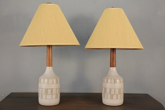 Mid Century Martz Walnut & Ceramic Table Lamp