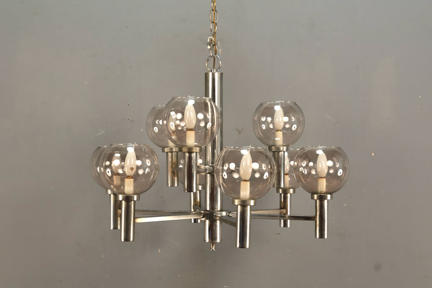 Mod Chrome & Glass Globes Chandelier - ONLINE ONLY