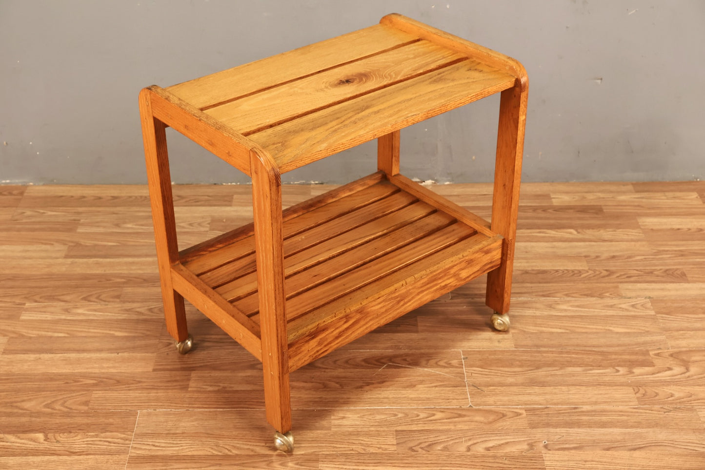Country Oak 2-Tier Bar Cart