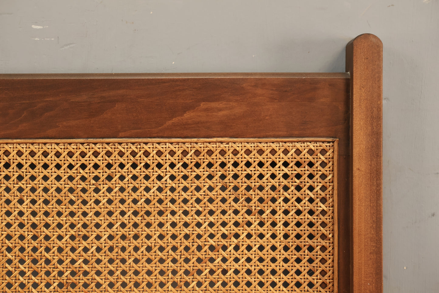 Mid Century Walnut & Cane Twin Headboard - ONLINE ONLY