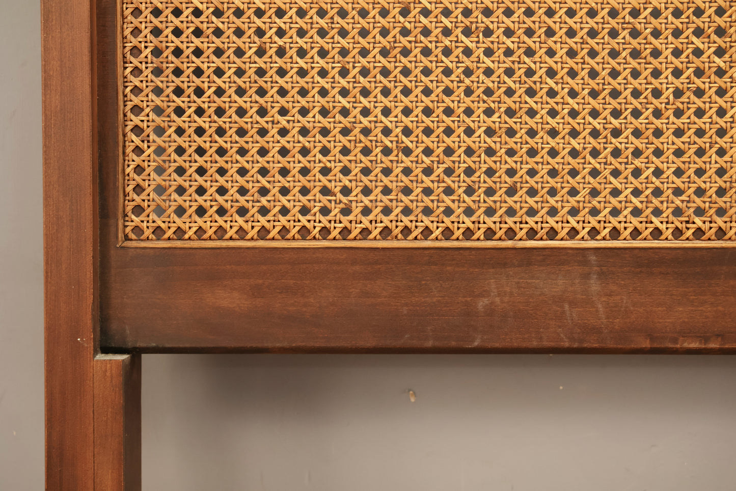 Mid Century Walnut & Cane Twin Headboard - ONLINE ONLY