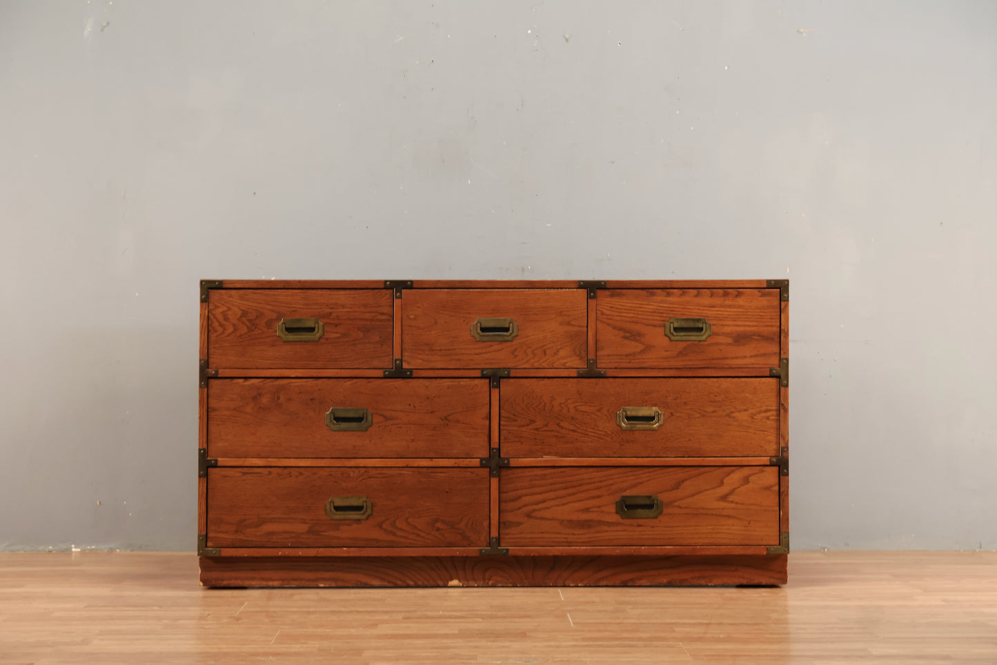 Bernhardt Oak Campaign 7-Drawer Dresser