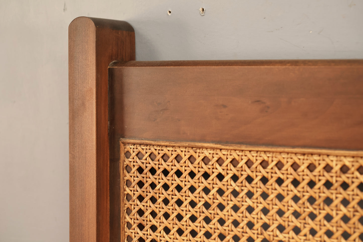 Mid Century Walnut & Cane Twin Headboard - ONLINE ONLY