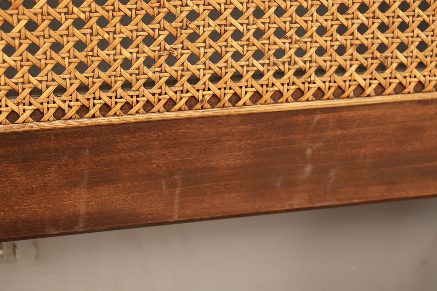 Mid Century Walnut & Cane Twin Headboard - ONLINE ONLY