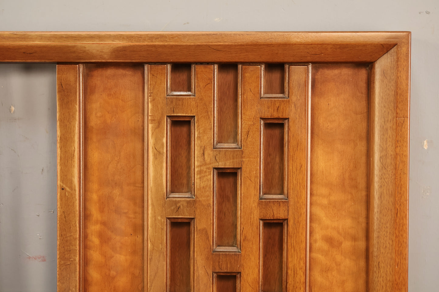Geometric Paneled Walnut Full Headboard