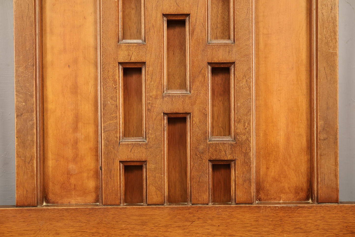 Geometric Paneled Walnut Full Headboard