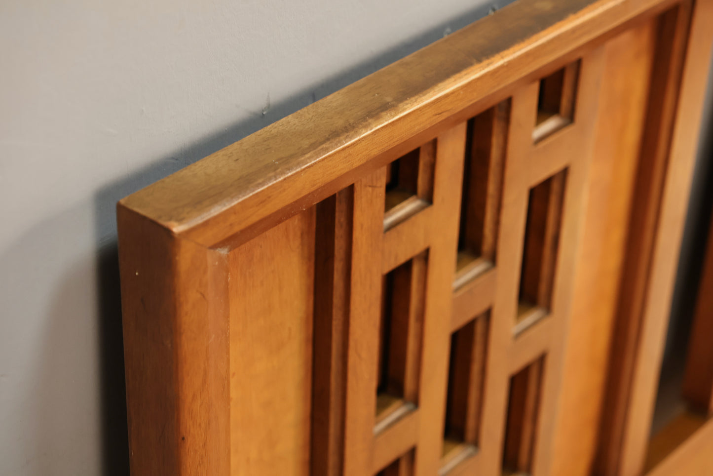 Geometric Paneled Walnut Full Headboard