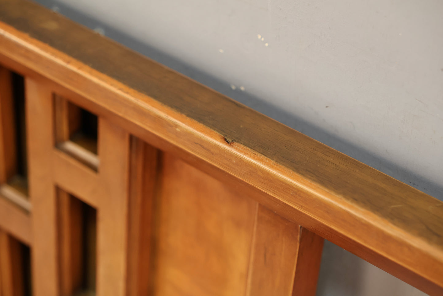 Geometric Paneled Walnut Full Headboard