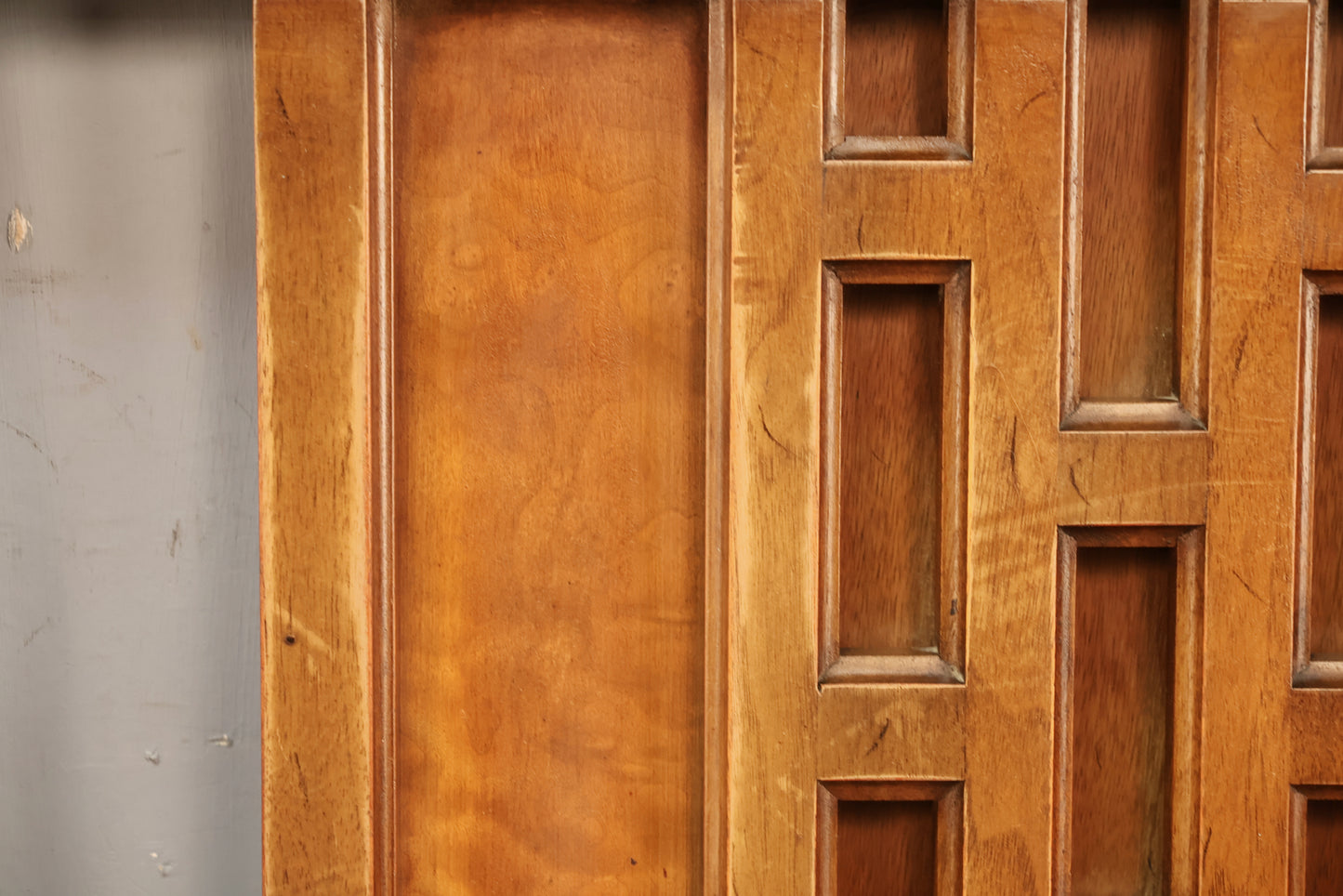 Geometric Paneled Walnut Full Headboard