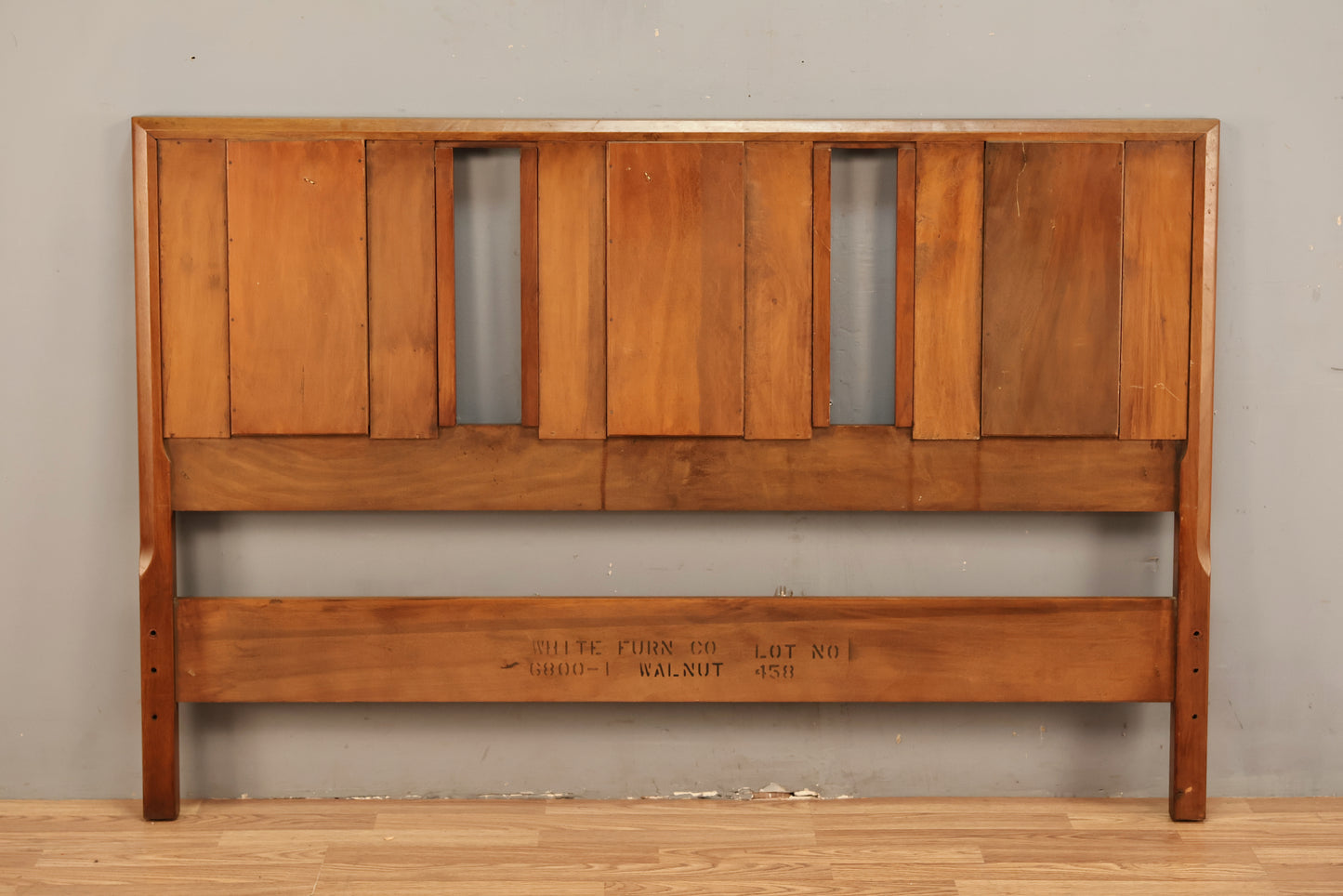 Geometric Paneled Walnut Full Headboard