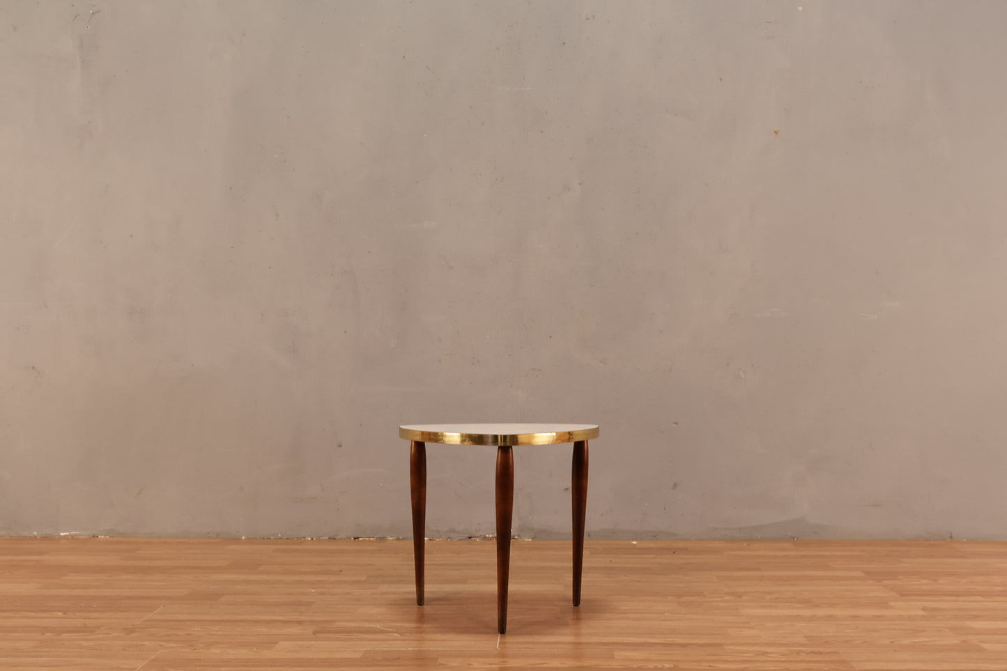Pair of Atomic White & Gold Stacking Tables - ONLINE ONLY