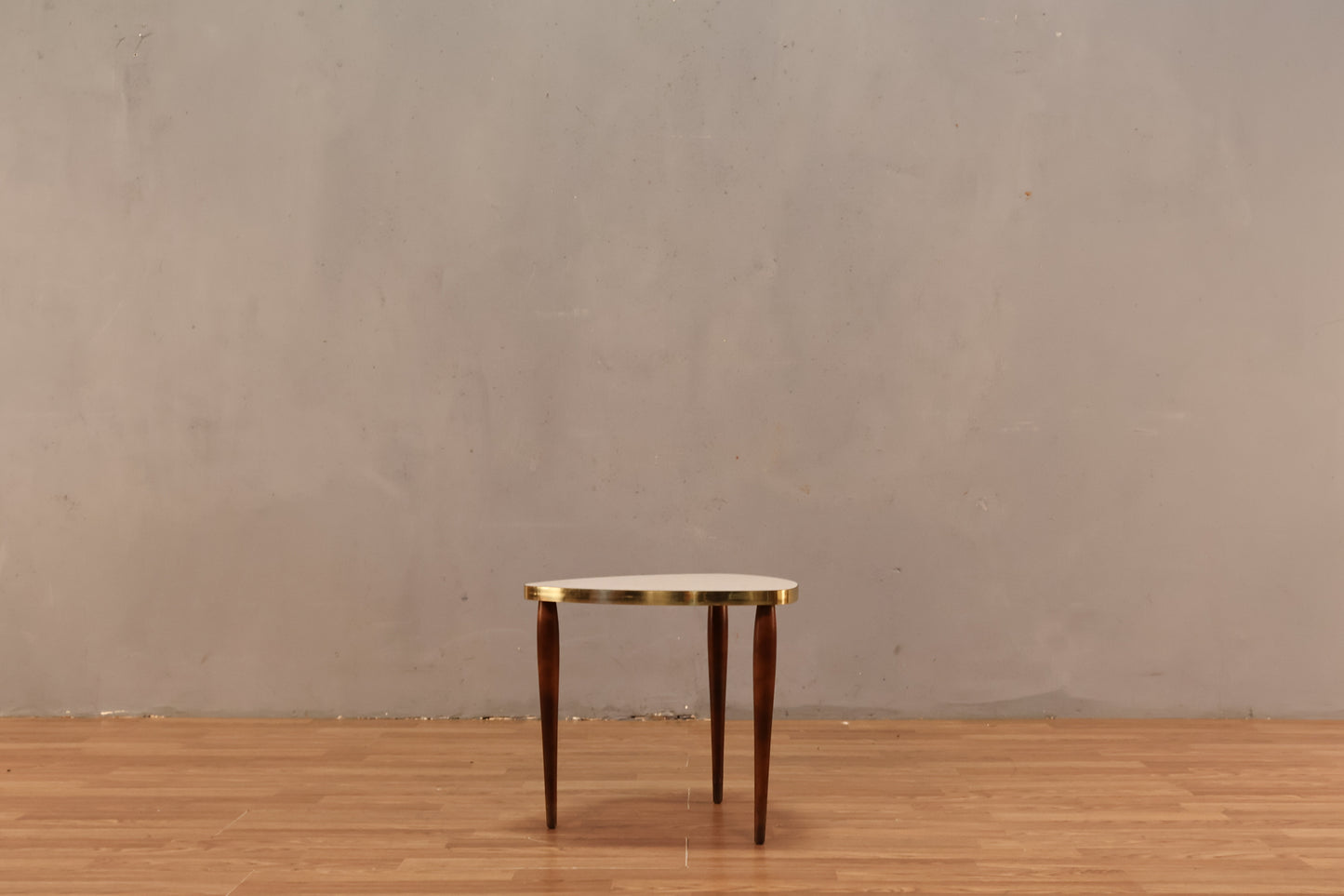 Pair of Atomic White & Gold Stacking Tables - ONLINE ONLY