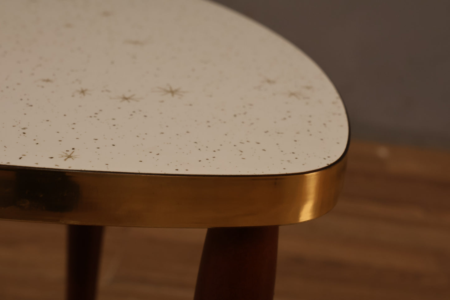 Pair of Atomic White & Gold Stacking Tables - ONLINE ONLY