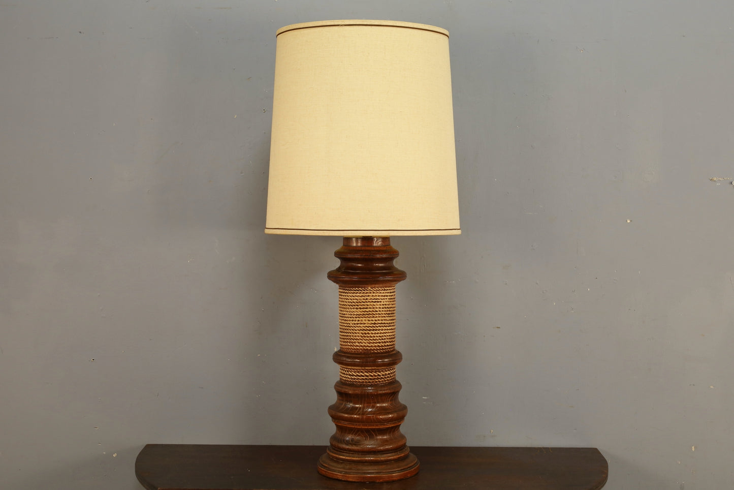 Large Carved Spool Table Lamp