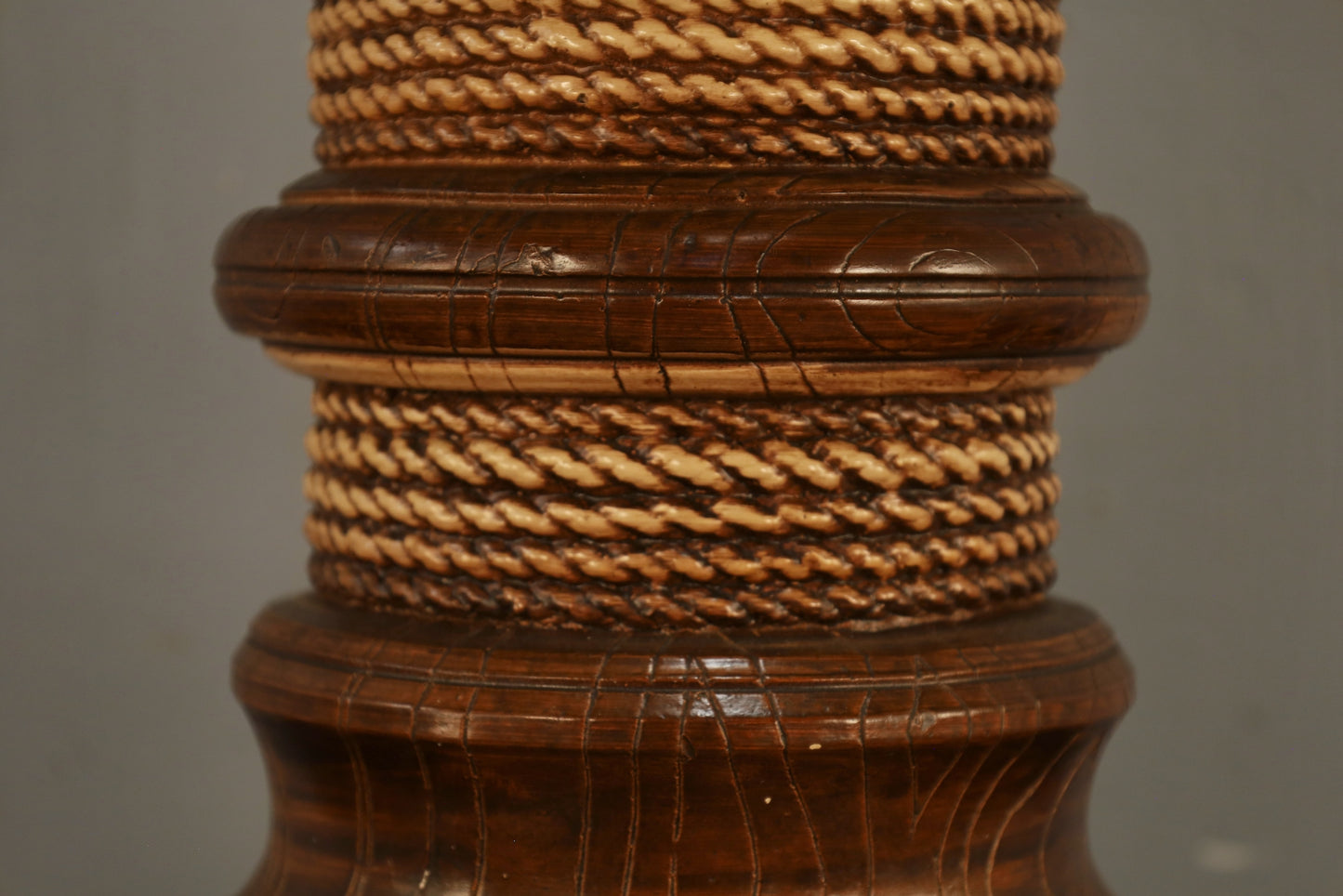 Large Carved Spool Table Lamp