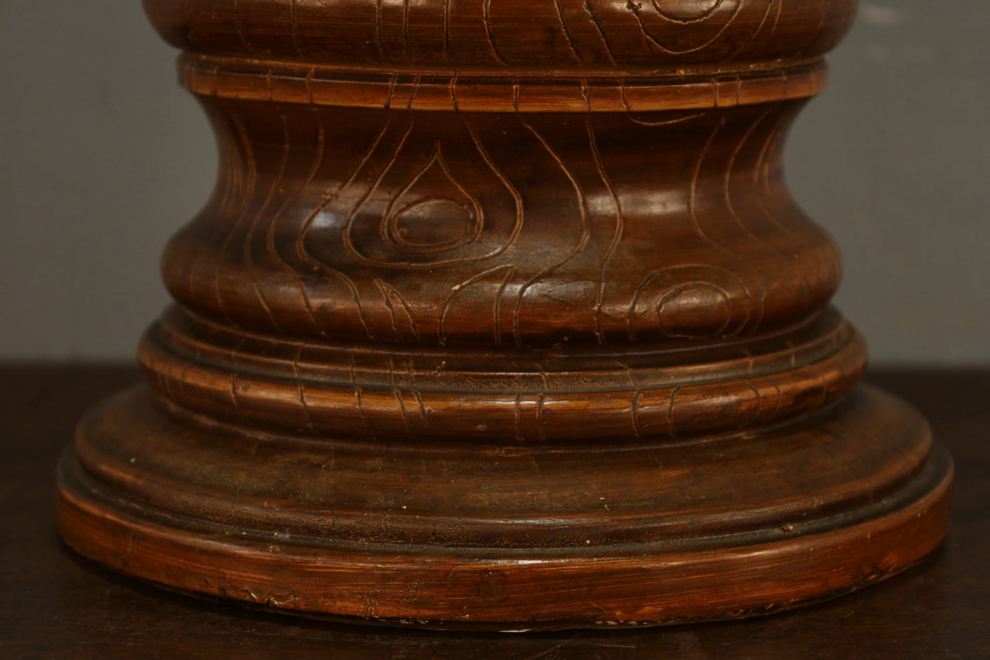 Large Carved Spool Table Lamp