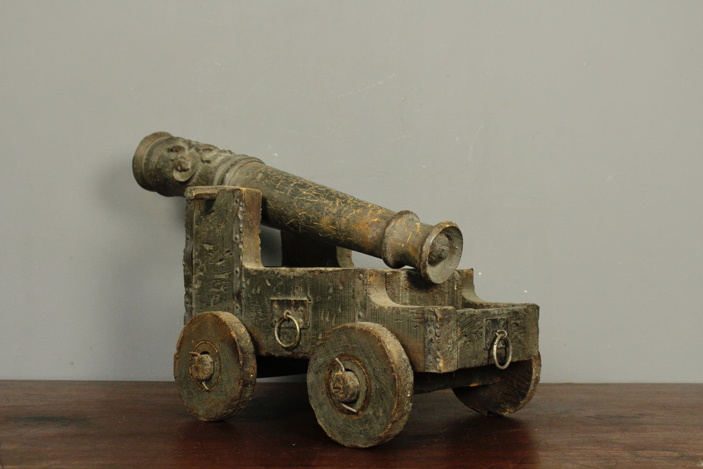 Antique Wooden Toy Cannon