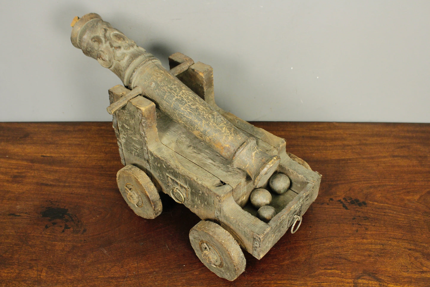 Antique Wooden Toy Cannon