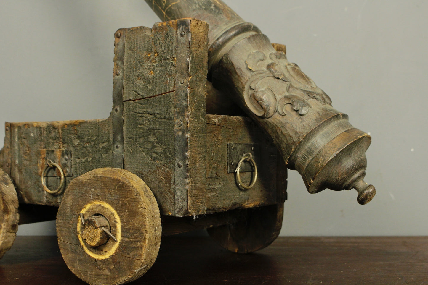Antique Wooden Toy Cannon