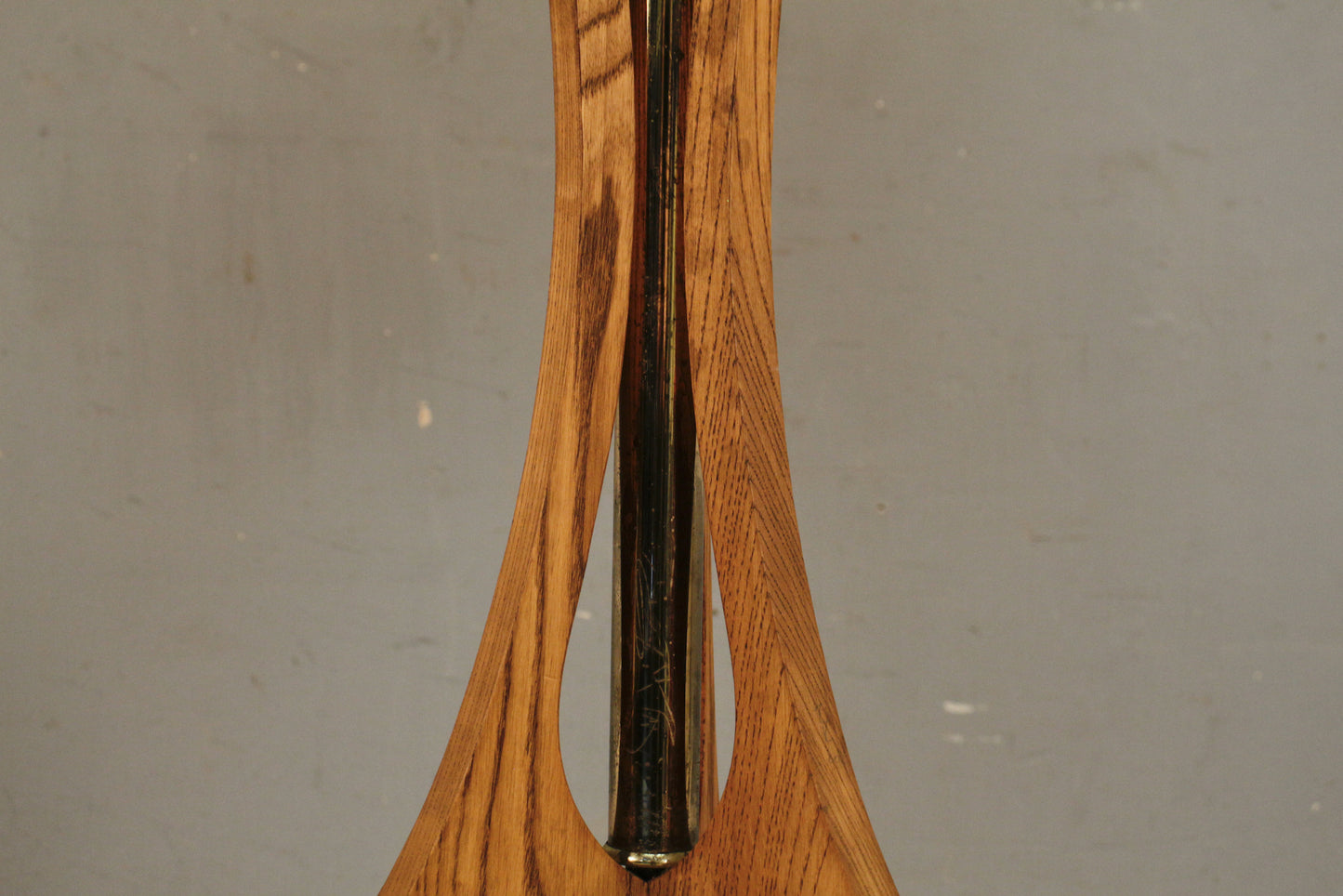 Tall Walnut & Brass Table Lamp