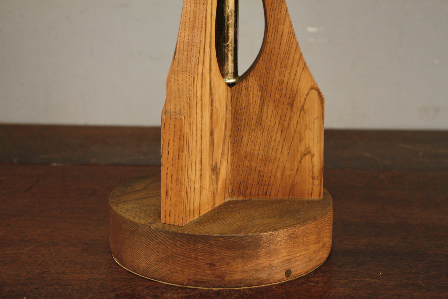 Tall Walnut & Brass Table Lamp