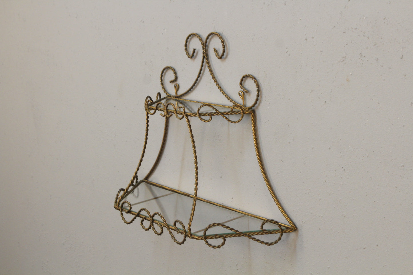 Curlicue Brass & Glass Wall Shelf