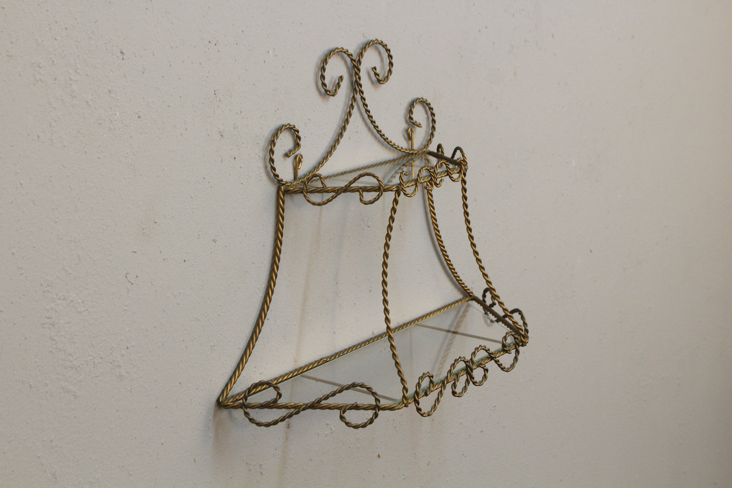 Curlicue Brass & Glass Wall Shelf