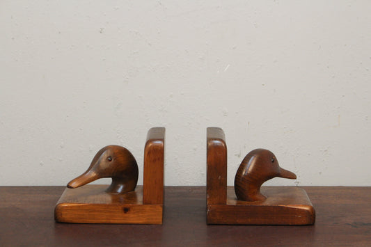 Pair of Carved Duck Bookends
