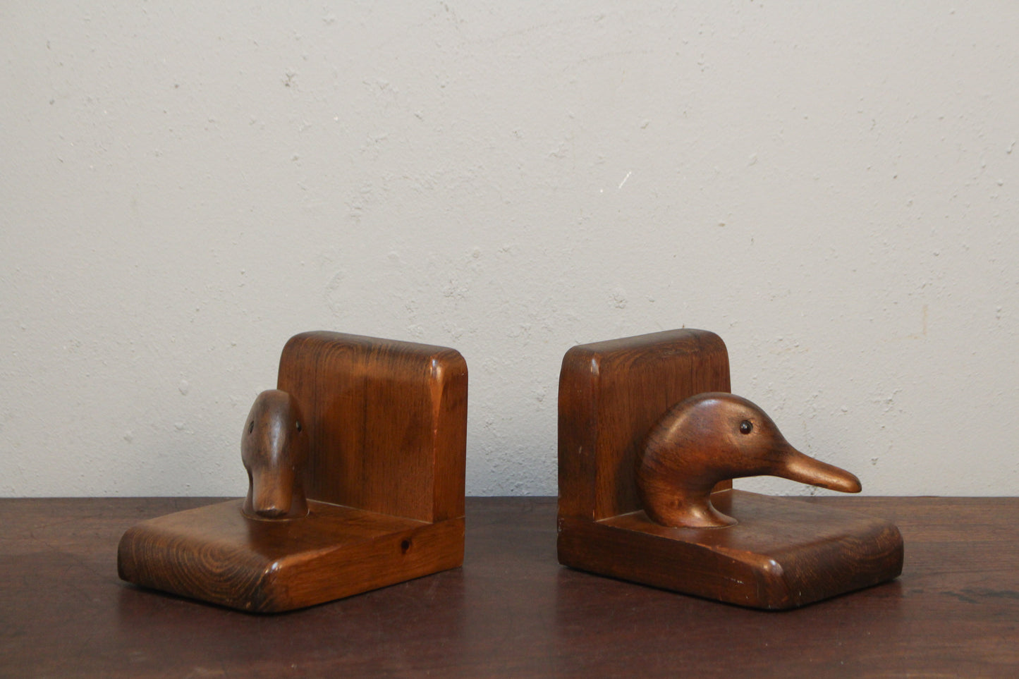 Pair of Carved Duck Bookends