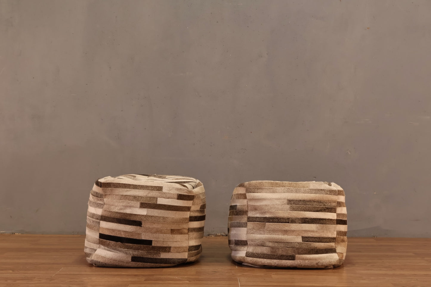 Contemporary Hide Patchwork Pouf