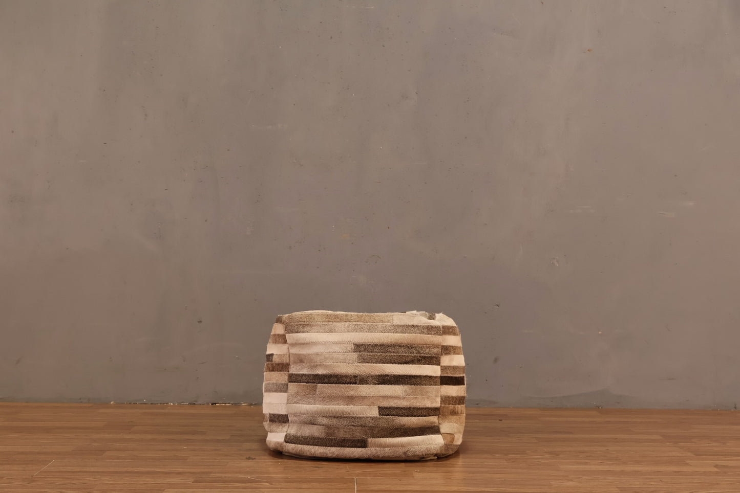 Contemporary Hide Patchwork Pouf