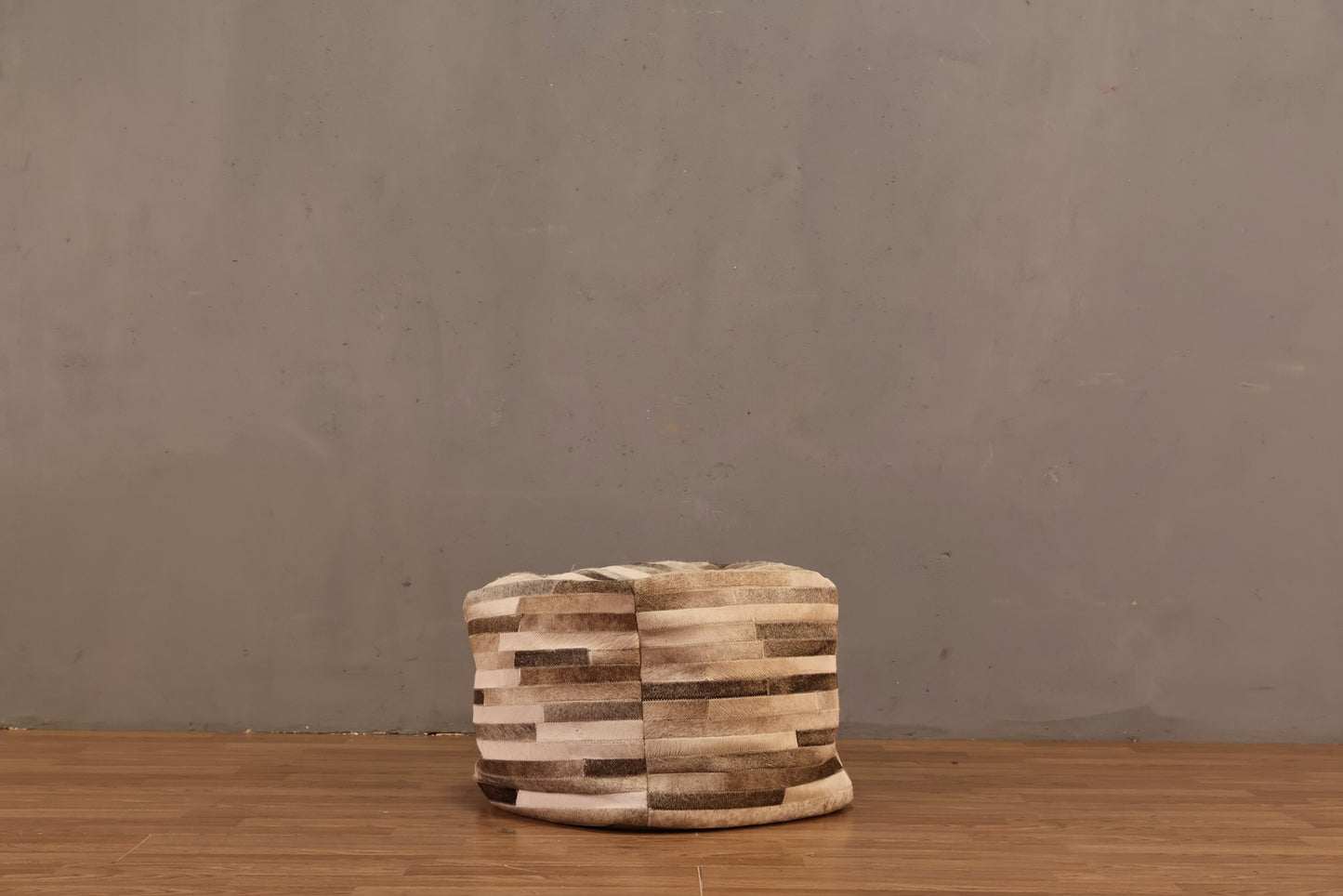 Contemporary Hide Patchwork Pouf
