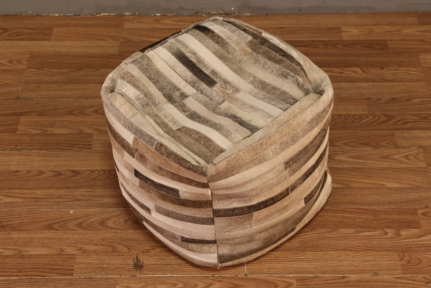 Contemporary Hide Patchwork Pouf