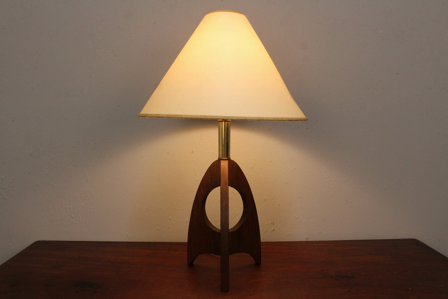 Mid Century Sculptural Walnut Table Lamp