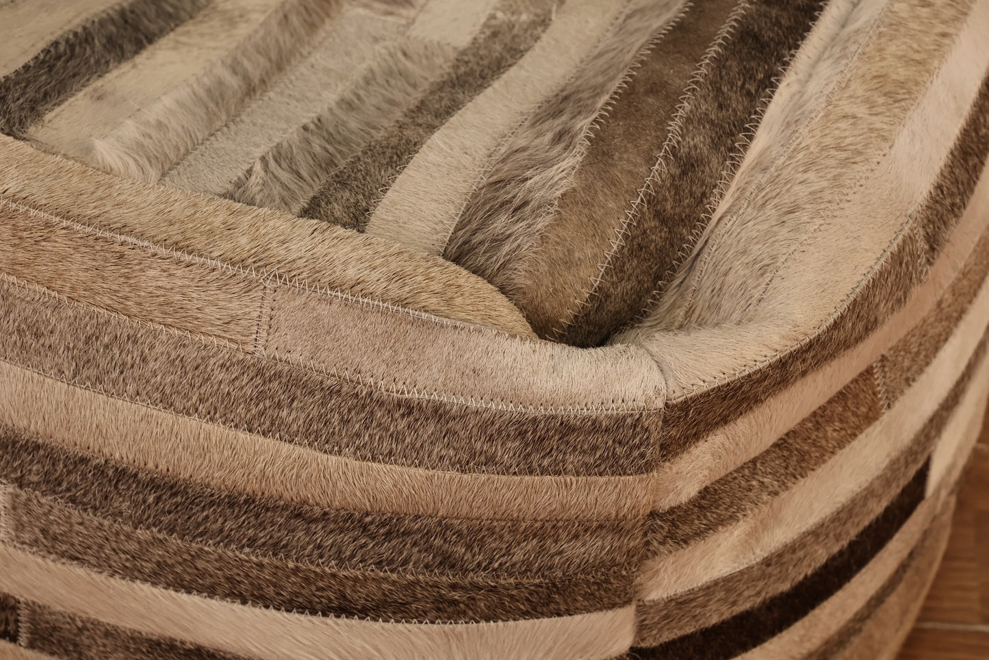 Contemporary Hide Patchwork Pouf