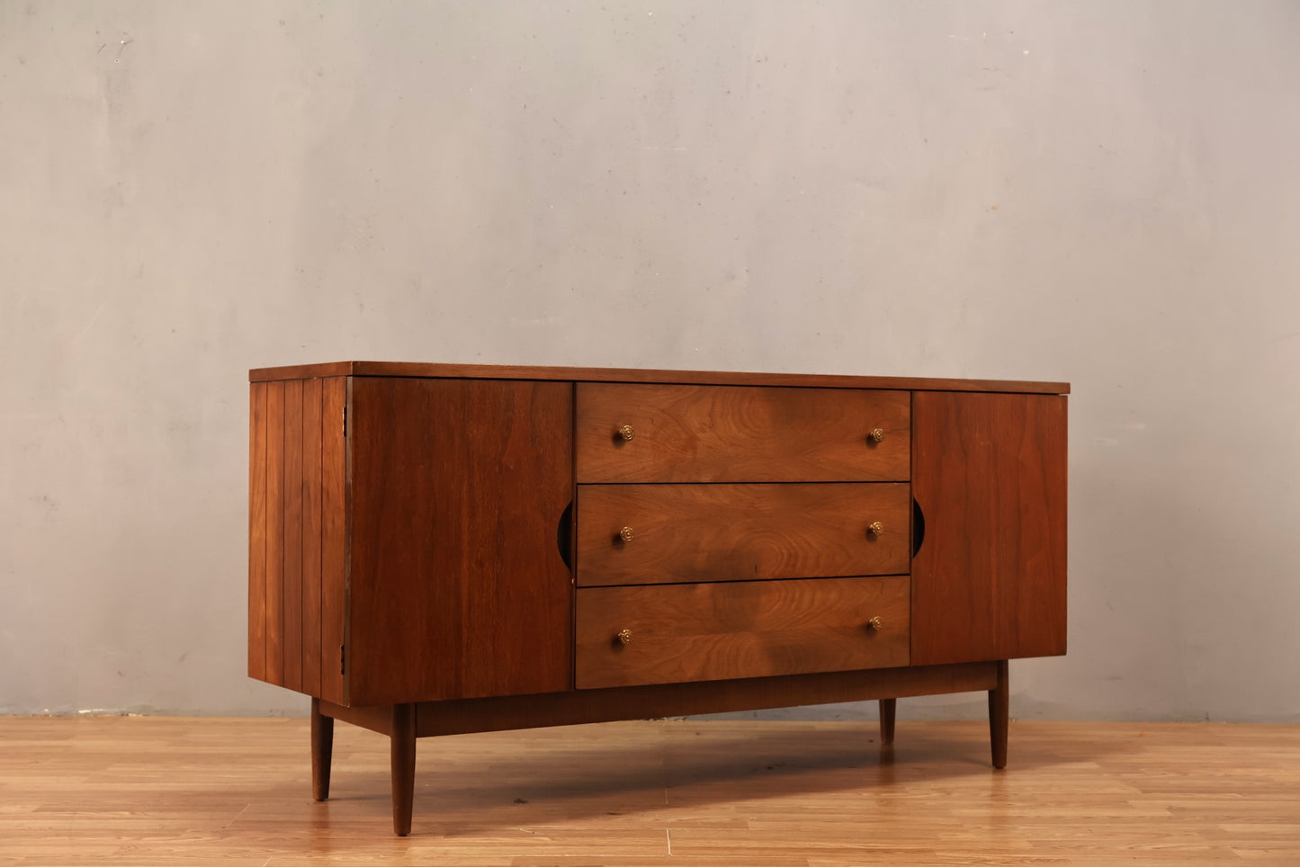Stanley Walnut & Laminate 3-Drawer Credenza